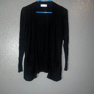 Pink Republic Women’s Black Open Front Cardigan Sweater with Pockets Size S